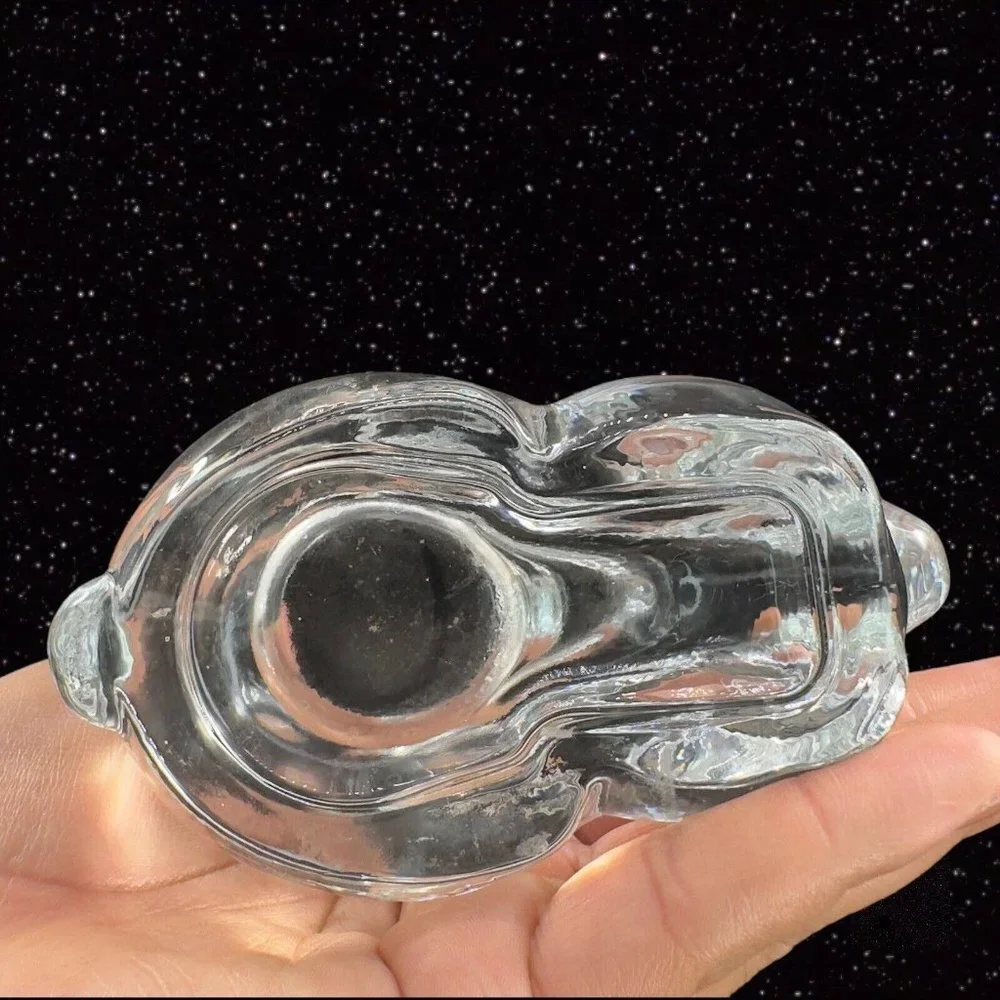 Clear Bunny Rabbit Art Glass Figural Candle Holder Votive Figurine Glass Vintage